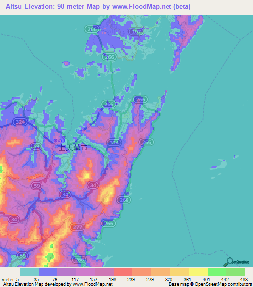 Aitsu,Japan Elevation Map