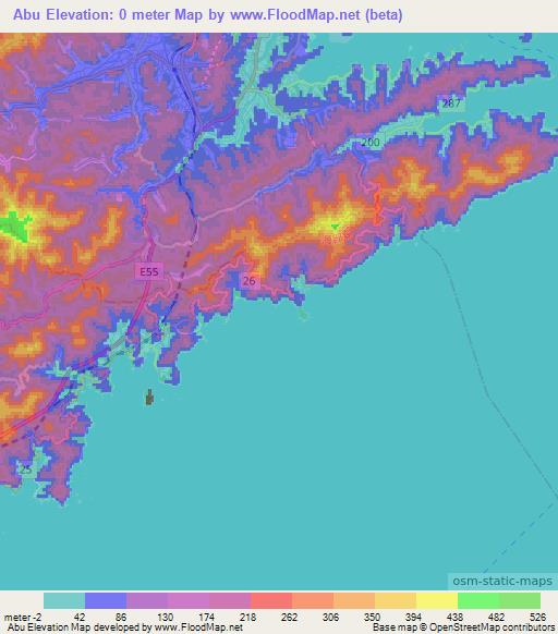 Abu,Japan Elevation Map