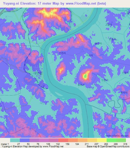 Yuyang-ni,North Korea Elevation Map