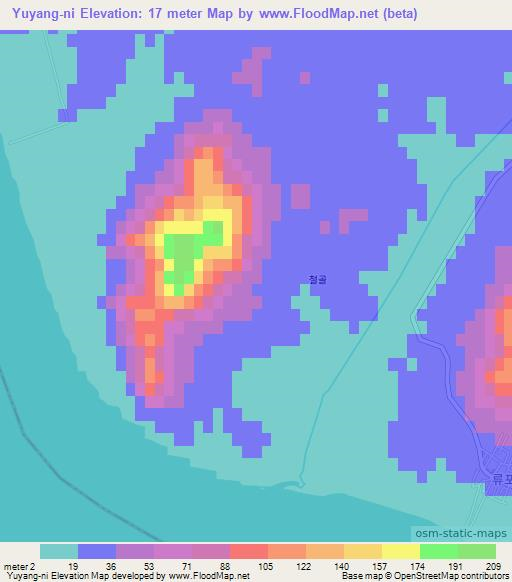 Yuyang-ni,North Korea Elevation Map