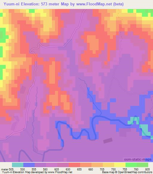 Yuum-ni,North Korea Elevation Map