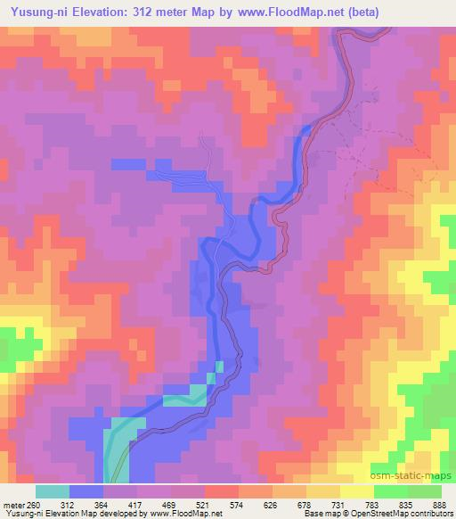 Yusung-ni,North Korea Elevation Map