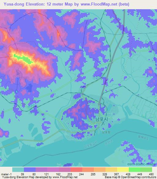 Yusa-dong,North Korea Elevation Map