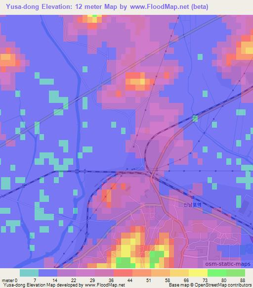 Yusa-dong,North Korea Elevation Map