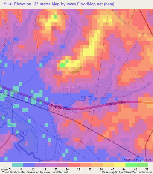 Yu-ri,North Korea Elevation Map