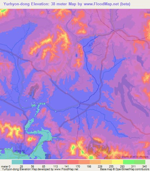 Yurhyon-dong,North Korea Elevation Map
