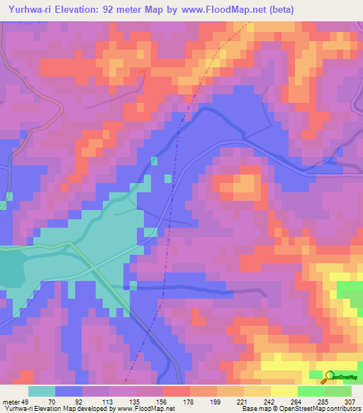 Yurhwa-ri,North Korea Elevation Map