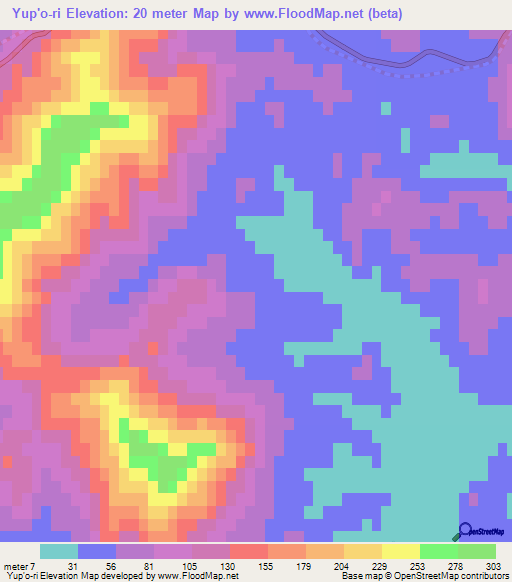 Yup'o-ri,North Korea Elevation Map