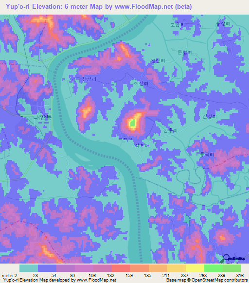 Yup'o-ri,North Korea Elevation Map