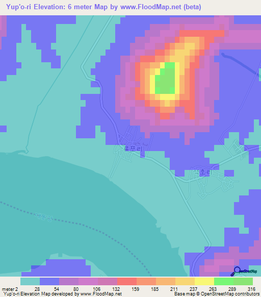 Yup'o-ri,North Korea Elevation Map