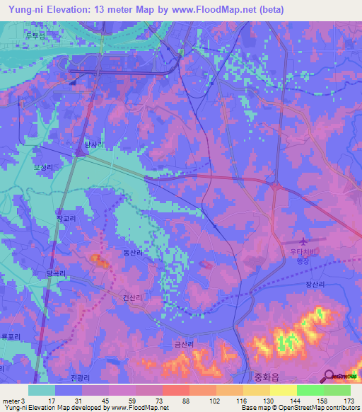 Yung-ni,North Korea Elevation Map