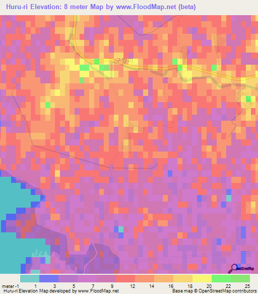 Huru-ri,North Korea Elevation Map