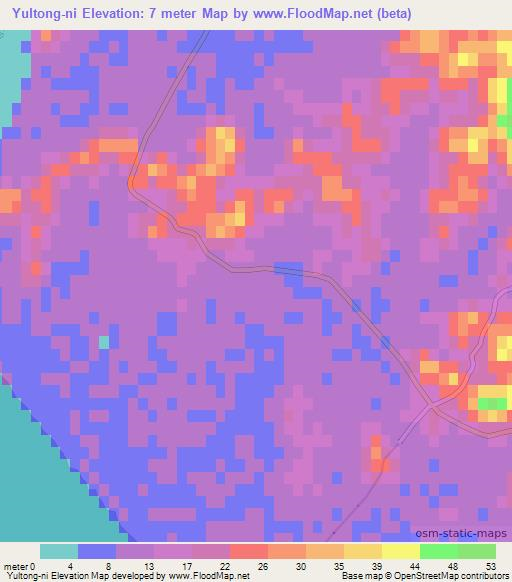 Yultong-ni,North Korea Elevation Map