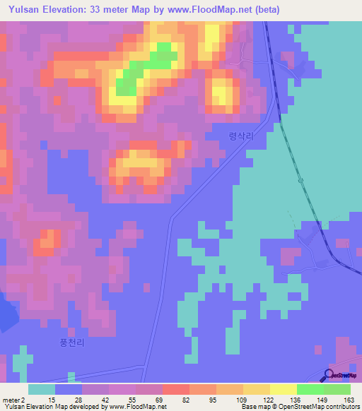 Yulsan,North Korea Elevation Map