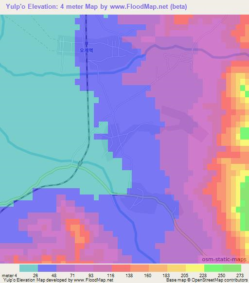 Yulp'o,North Korea Elevation Map