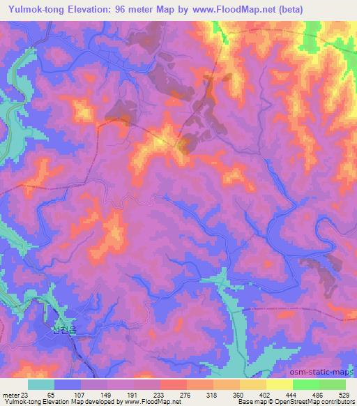Yulmok-tong,North Korea Elevation Map