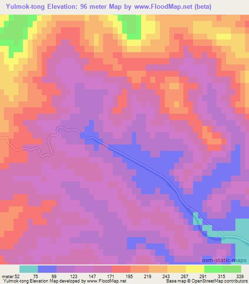 Yulmok-tong,North Korea Elevation Map
