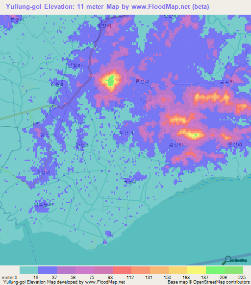 Yullung-gol,North Korea Elevation Map