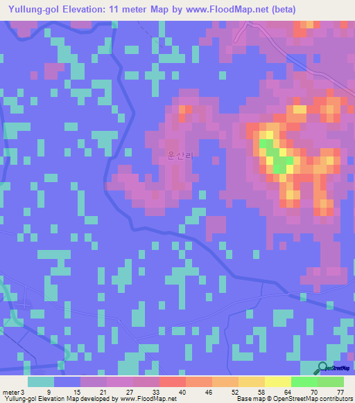 Yullung-gol,North Korea Elevation Map