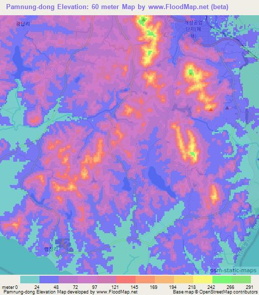 Pamnung-dong,North Korea Elevation Map