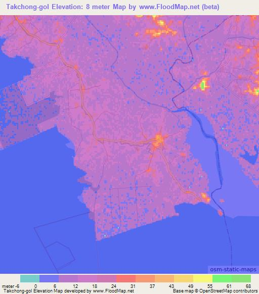 Takchong-gol,North Korea Elevation Map