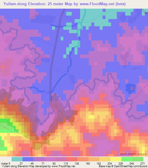 Yullam-dong,North Korea Elevation Map
