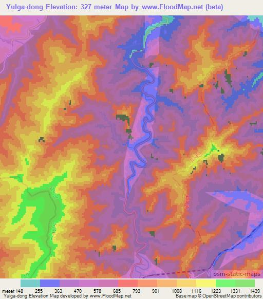 Yulga-dong,North Korea Elevation Map