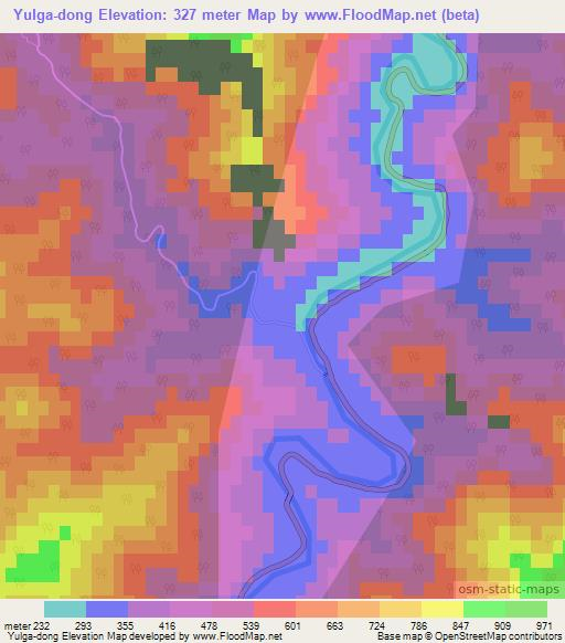 Yulga-dong,North Korea Elevation Map