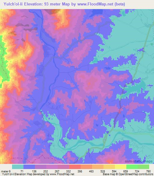 Yulch'ol-li,North Korea Elevation Map