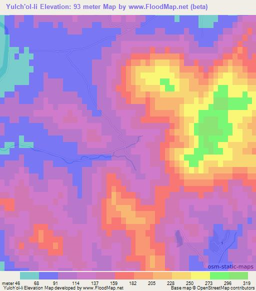 Yulch'ol-li,North Korea Elevation Map