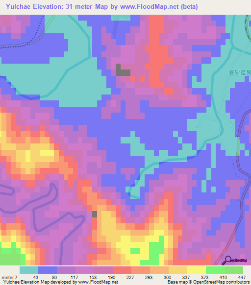 Yulchae,North Korea Elevation Map