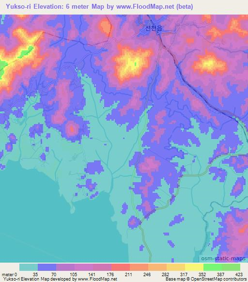 Yukso-ri,North Korea Elevation Map