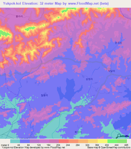 Yukpok-kol,North Korea Elevation Map