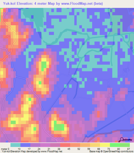 Yuk-kol,North Korea Elevation Map