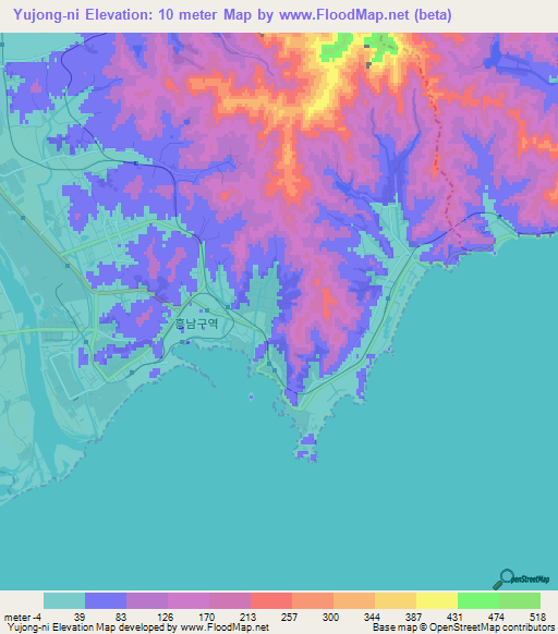 Yujong-ni,North Korea Elevation Map