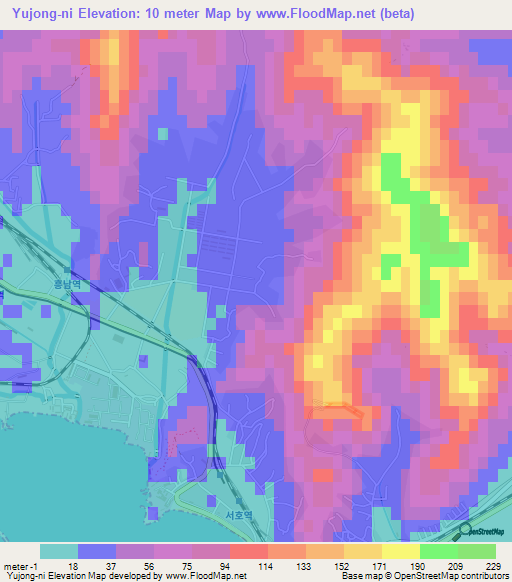 Yujong-ni,North Korea Elevation Map