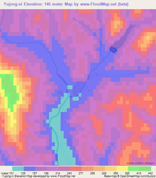 Yujong-ni,North Korea Elevation Map