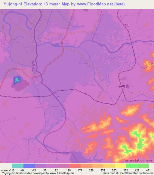 Yujong-ni,North Korea Elevation Map