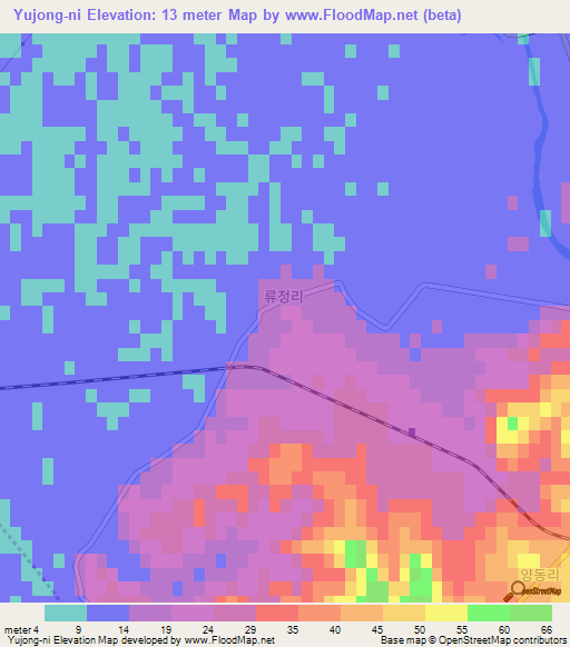 Yujong-ni,North Korea Elevation Map
