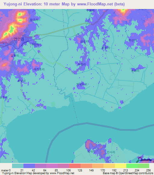Yujong-ni,North Korea Elevation Map