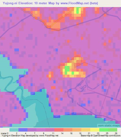 Yujong-ni,North Korea Elevation Map