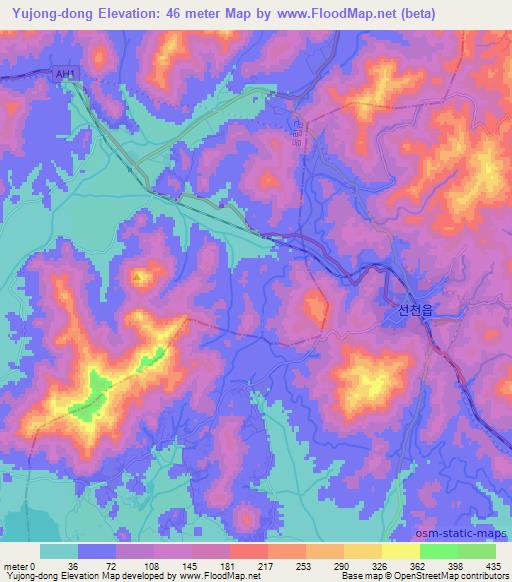 Yujong-dong,North Korea Elevation Map