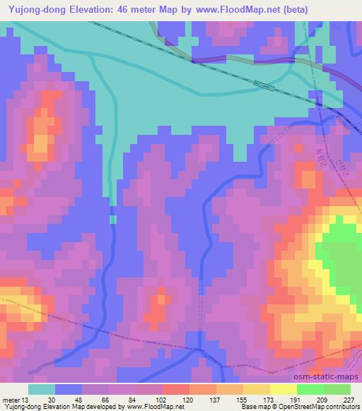 Yujong-dong,North Korea Elevation Map