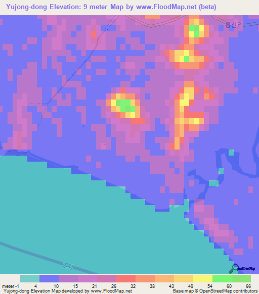 Yujong-dong,North Korea Elevation Map