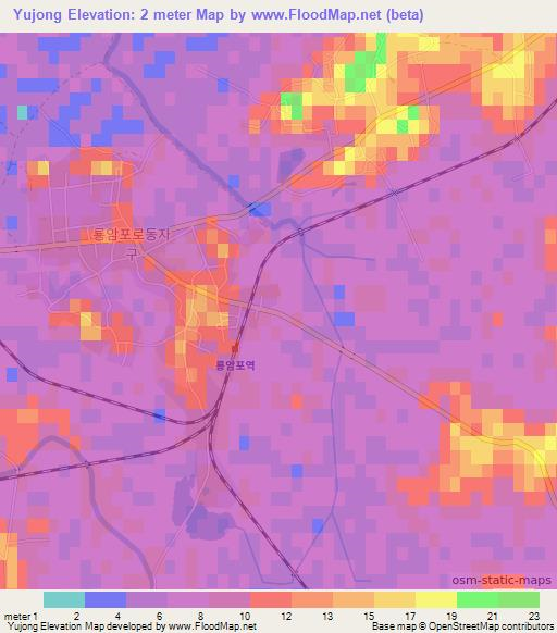 Yujong,North Korea Elevation Map