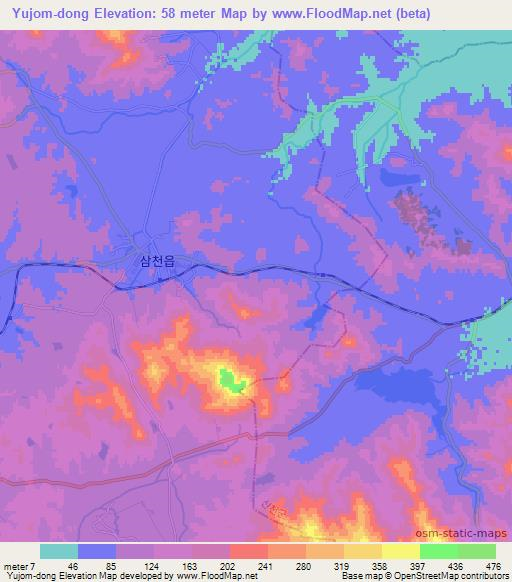 Yujom-dong,North Korea Elevation Map