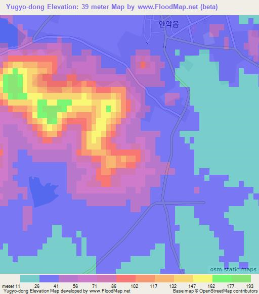 Yugyo-dong,North Korea Elevation Map