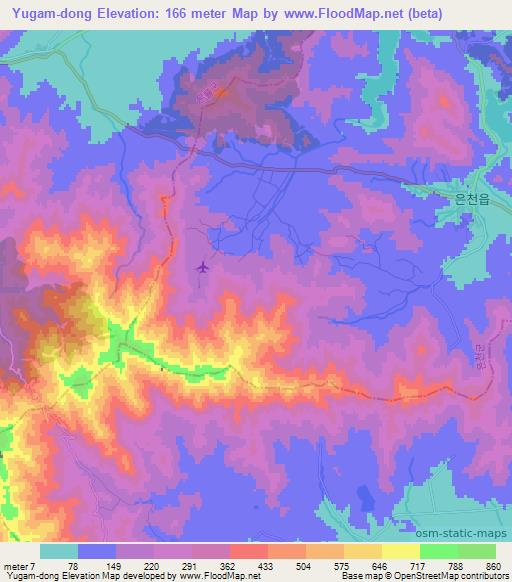 Yugam-dong,North Korea Elevation Map