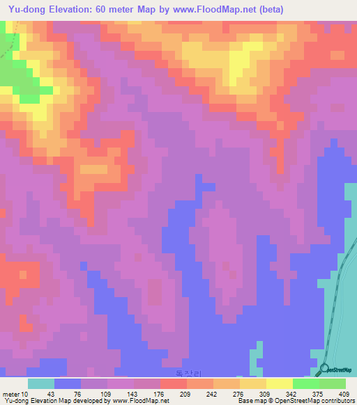 Yu-dong,North Korea Elevation Map