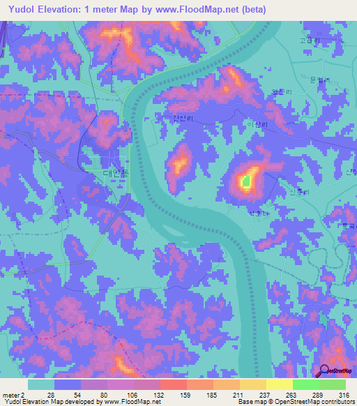 Yudol,North Korea Elevation Map